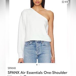 SPANX One-Shoulder White Sweat Top
